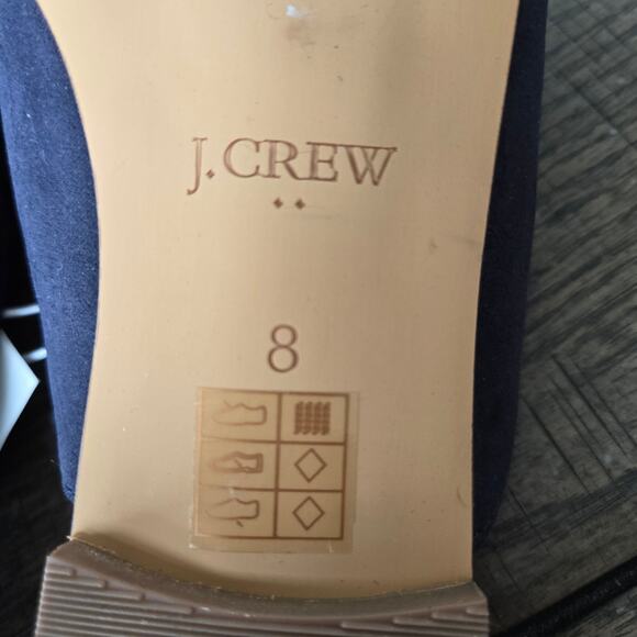 J. Crew Factory Navy Bow Microsuede Flat Pointed Toe Mules Size 8M NWT - Picture 4 of 9